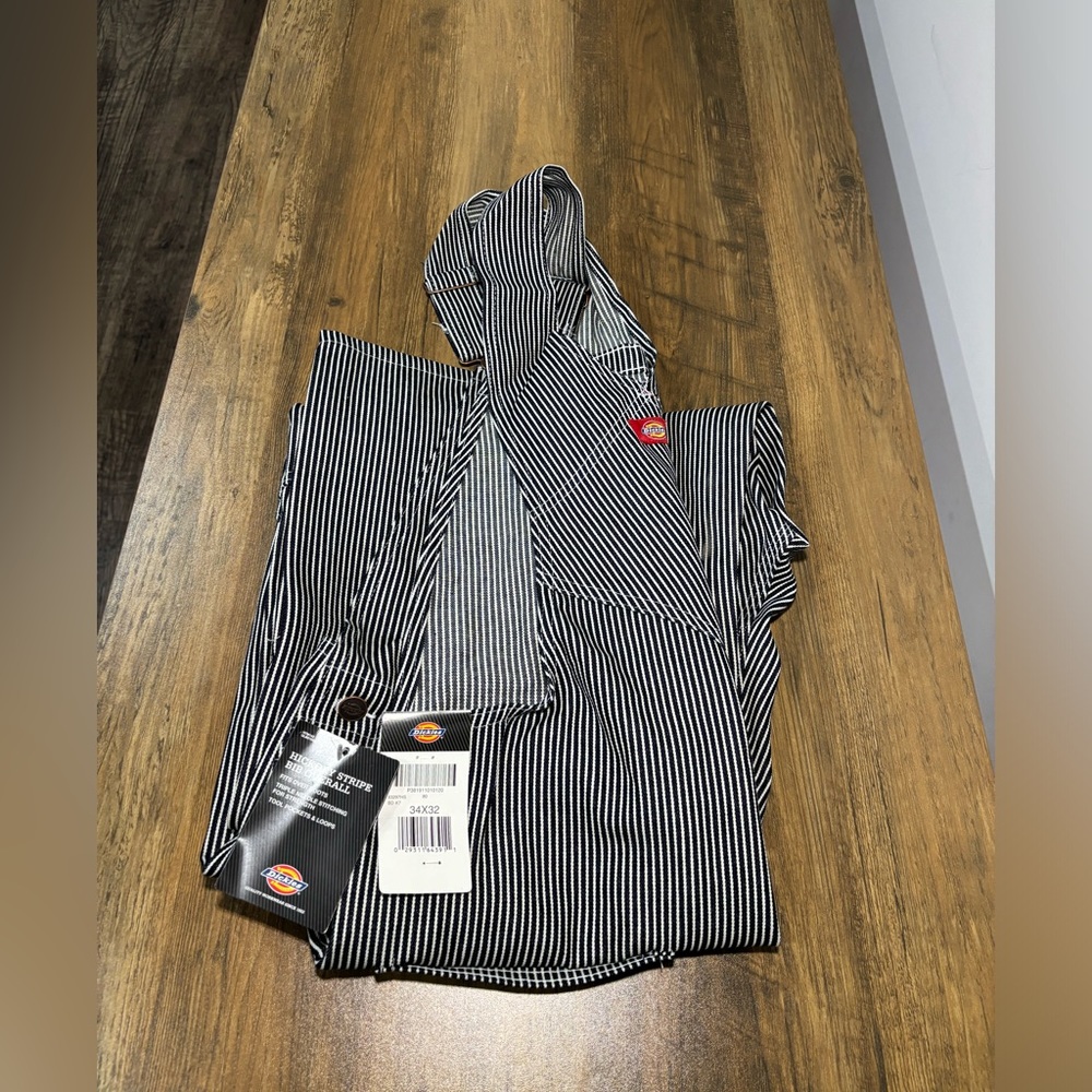 Men's Gray Striped Overalls - Picture 8 of 9